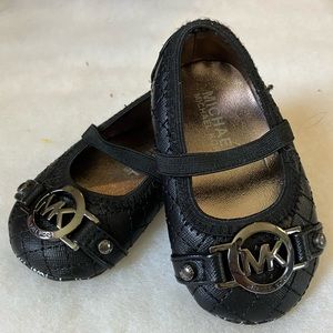 Michael Kors Baby Black Shimmer Saffiano Shoes
